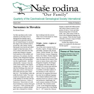Cover of March 2018 issue of Naše rodina