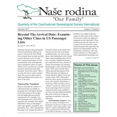 Cover of December 2015 Naše rodina