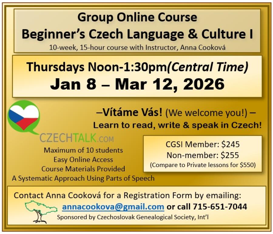 Czech language class Winter 2026