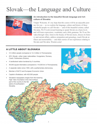 CGSI Slovak Language Course - sample page